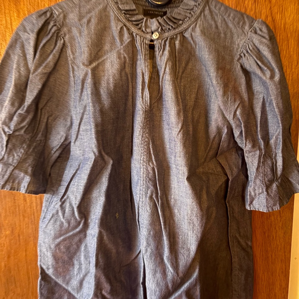 Ann Taylor Indigo Ruffled Blouse